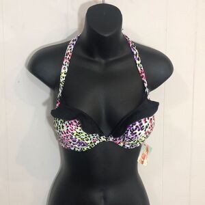 Victoria's Secret 2012 Beach Sexy Bombshell Neon Animal Print Bikini Top 34B